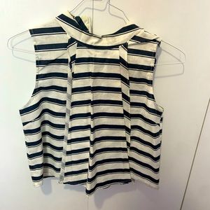 Crop top white and navy sailor blouse